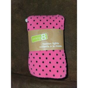 Crazy 8 purrfect kitty pink tights black polka dots size medium 7 8 nwt